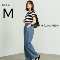 【美品】Ralph Laurenラルフローレン LAUREN ACTIVE 90s ヴィンテージ ボーダー柄エンブレム コットンTシャツ M 白ホワイト×黒ブラック 【古着】【中古】【送料無料】