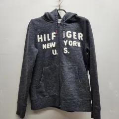 Tommy Hilfiger トミーヒルフィガー デニム 文字ロゴ フード ジップアップ S(S)