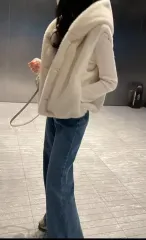 アイボリー フード ファー ベスト