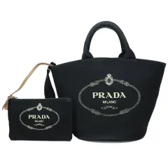 状態良し良し良し PRADA プラダ 1BG163 ブラック カナパ ファブリック ショルダーバッグ