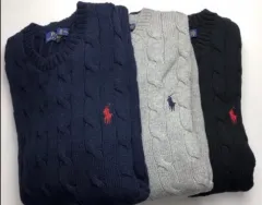 ポロ ラルフローレン ケーブルニット ブラック/ネイビー/グレー