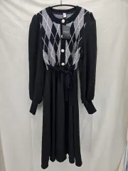 アーガイル ニット ロング ONE PIECE ブラック