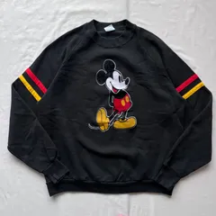 ミッキーマウス　mickey mouse プリントスウェット　フロッキー　ライン　XXLサイズ　80s 90s USA