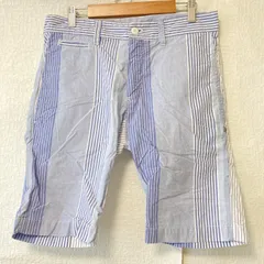 (^w^)b MASON‘S メイソンズ コットン100% ストライプ柄 切替 ショートパンツ ショーパン 短パン ハーフパンツ ハーパン 半ズボン 爽やか 夏 ストリート サーフ リゾート 涼しげ ブルー メンズ サイズ 44のサムネイル
