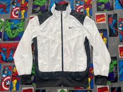 NIKE ジップアップジャケット S 白×黒 USA古着 ナイキ ブルゾン