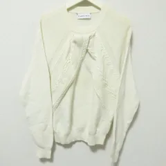 良品 Carven カルヴェン ケーブルデザイン 長袖 クルーネック プルオーバー ニット セーター 小さいサイズ XS ホワイト レディース 古着 中古 USED