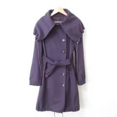 美品 PATRIZIA PEPE パトリッツィアペペ カシミアブレンド ドローコード ビッグカラー ベルテッド ロングコート 40 パープル レディース 古着 中古 USEDのサムネイル