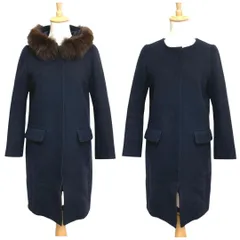 Apuweiser-riche アプワイザーリッシェ コート 1号 ファー付きフード 取り外し可 ネイビー