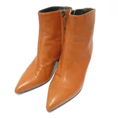 美品 Giuseppe Zanotti ジュゼッペザノッティ レザー サイドジップ ポインテッドトゥ ショートブーツ 35 22cm オレンジブラウン レディース 古着 中古 USED
