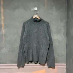 ポロ ラルフローレン 星条旗 ニット ハーフジップ グレー