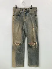 EDWIN エドウィン デニムパンツ W76(29) ブルー フルレングス 無地 スタンダード ストレート レギュラー ヴィンテージ クラッシュ・ダメージ