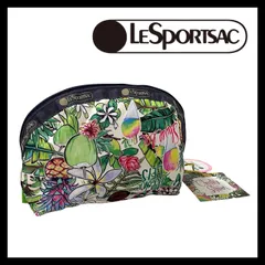 【LeSportsac】クリスティシン ポーチ ハワイ限定 フラワー/花柄 フルーツ/果物 ホワイト/白 グリーン/緑 ポリエステル 小物入れ メイク/化粧/コスメポーチ レスポートサック Christie Shinn (MM-675)