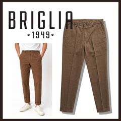 新品 BRIGLIA 1949 リネン混 ワンタック スラックス 千鳥格子 47 