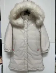 ニューバランス レディース ロングダウンジャケット アイボリー ファーフード