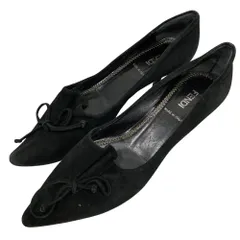 美品 FENDI フェンディ スエード ポインテッドトゥ パンプス サイズ35 22cm相当 ブラック レディース 古着 中古 USED