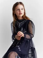 ザラ キッズ シフォン レイ シフォン レース 刺繍 ONE PIECE (size 9 134cm)