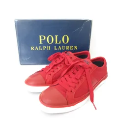 未使用 POLO RALPH LAUREN ポロラルフローレン CHURSTON-NE ローカット キャンバス スニーカー サイズ8.5D 約27cm レッド メンズ 古着 中古 USED