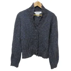 美品 SPORTMAX スポーツマックス マックスマーラ モヘアブレンド ミックスニット カーディガン M ダークブラウン ブルー レディース 古着 中古 USED