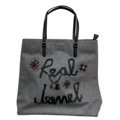美品 TOUS トウス Real Jewel メルトン トートバッグ グレー レディース 古着 中古 USEDのサムネイル