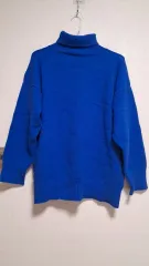 青 タートルネック ニット セーター