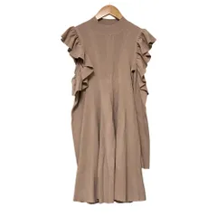 未使用 24AW eimy istoire エイミーイストワール カットショルダーリブニットワンピース 1124531048 Free ピンクベージュ レディース 古着 中古 USED