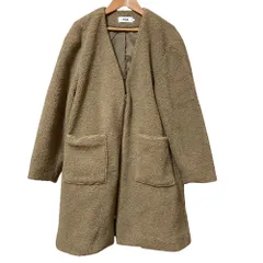 美品 23AW AZUL BY MOUSSY アズールバイマウジー B-HEATノーカラーボアミドル丈コート Sサイズ ブラウン レディース 古着 中古 USED