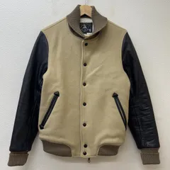 バル ウール レザー コンビ 折り返しリブ スタジャン バーシティ ジャケット 黒 ブラック ベージュ メンズ M ISItems【USED】【古着】【中古】50128421のサムネイル