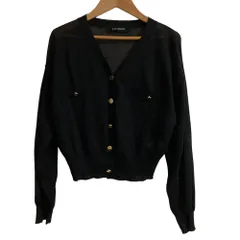 美品 LOUNIE ルーニィ シアー ラメ ニット カーディガン フリーサイズ ブラック レディース 古着 中古 USED