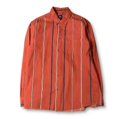 ZARA オレンジ ストライプ 長袖シャツ レギュラーフィット XL