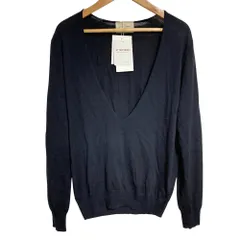 未使用 UNITED ARROWS ユナイテッドアローズ ウールシルクブレンド ニットカットソー FREE ネイビー  レディース 古着 中古 USED