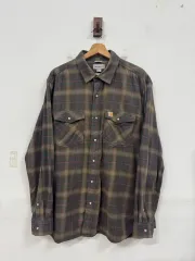 (L)カーハート オリジナル コットン チェック 長袖シャツ