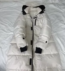 白 アイボリー フード ダウンジャケット ロング丈 フリーサイズ