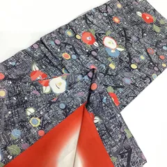 中古品　袷着物　小紋　椿　梅　正絹　TL寸　R607