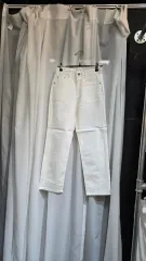 S M L ストレッチ アイボリー パンツ ストレートフィット