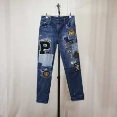 (レディース) ポロ ラルフローレン パッチワーク デニムパンツ