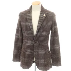 【中古】ラルディーニ LARDINI ウールアルパカ チェック ニットジャケット ブラウンxライトグレー【サイズXS】【メンズ】のサムネイル