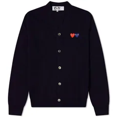 【送料無料】 コム・デ・ギャルソン メンズ ニット・セーター カーディガン アウター Comme des Garcons Play Double Heart Cardigan Navyのサムネイル