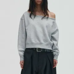 スウェード片方オフショルダー スウェット