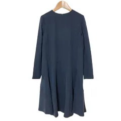 未使用 UNITED ARROWS ユナイテッドアローズ 長袖 ひざ丈 フレアワンピース 38 ネイビー  レディース 古着 中古 USED