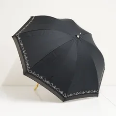 晴雨兼用日傘 LANVIN COLLECTION ランバンコレクション USED美品 ブランドロゴ ブラック 木製手元 ブラック 47cm S3646