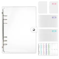 シール帳 A6 6穴 透明バインダー 台紙付 銀