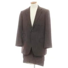 【中古】ポールスチュアート PAUL STUART ウール ストライプ 2つボタンスーツ ブラウンxホワイト【サイズ上48L/下88】【メンズ】のサムネイル