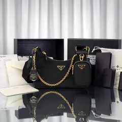 フルセット 構成 PRADA プラダ リーエディション 2005 テスート HOBO BAG ブラック GOLD