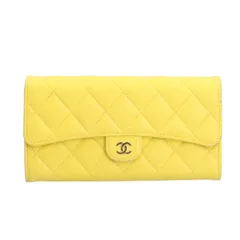 シャネル クラッシックロングフラップウォレット マトラッセ 長財布 キャビアスキン AP0241 レディース  CHANEL  中古 シャネル