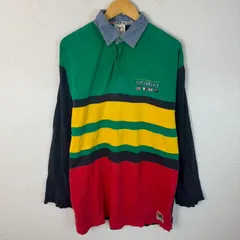 90s FILA フィラ 長袖 ポロシャツ ロゴ刺繍 マルチカラー Sサイズ メンズ 古着 スポーツMIX ストリート
