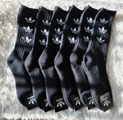 3本線靴下 ユニセックス ダブル底 ミドル丈 6個