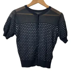 美品 GRACE CONTINENTAL グレースコンチネンタル バイカラーシアーニットカーディガン 半袖 トップス 36 ブラック レディース 古着 中古 USED