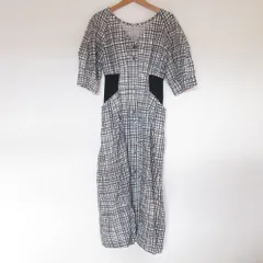 美品 snidel スナイデル sweetコラボ限定カラー ウエストリブマークチェックワンピース SWFO201165 サイズ0 オフホワイト レディース 古着 中古 USED