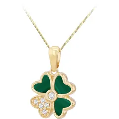 ビー ユー レディース アクセサリー ネックレス・チョーカー・ペンダントトップ レース Be You 9ct Gold Synthetic Malachite CZ Flower Necklace Yellow Gold イエロー