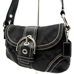 コーチ COACH ソーホー ワンショルダーバッグ シグネチャー キャンバス ブラック レザー ベルトデザイン ターンロック 肩掛け ハンドバッグ ゴールド金具 レディース ミニバッグ コンパクト ロゴ 人気モデル 定番 上品 カジュアル ブランドバッグ